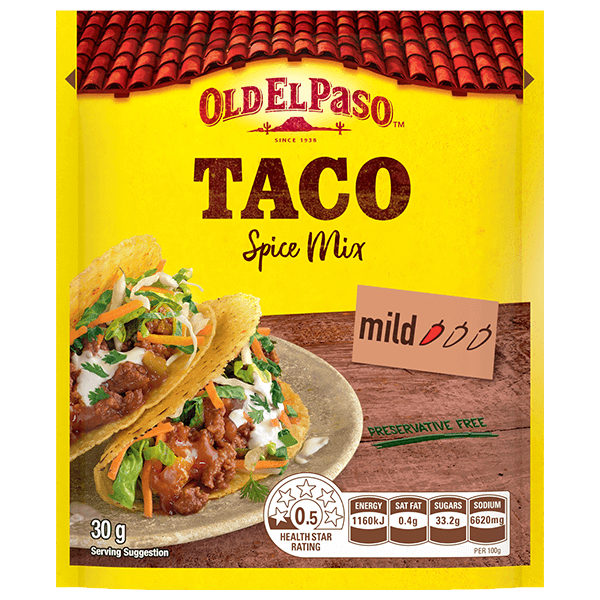 a pack of Old El Paso's taco spice mix mild (30g)